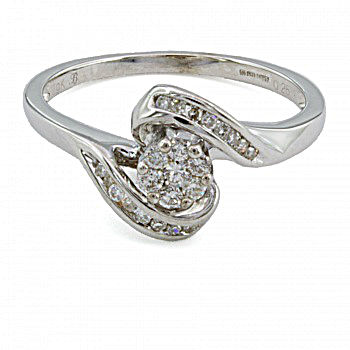 9ct white gold Diamond 0.25ct Cluster Ring size Q